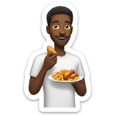 A black man eating chicken fry sticker