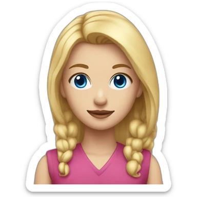 Girl with blond hair and blue eye. With red vial sticker