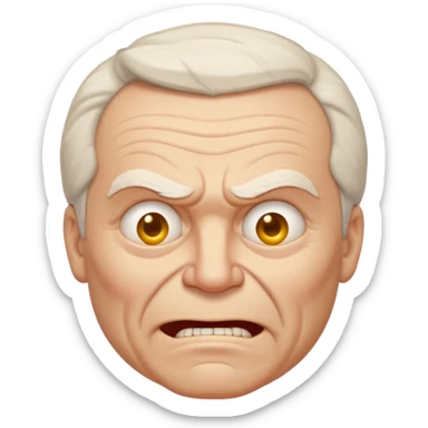 Angry older white male Italian angel like a smiley face sticker