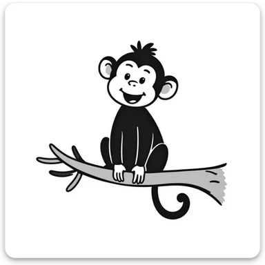 hand-drawn doodle of a laughing monkey sticker