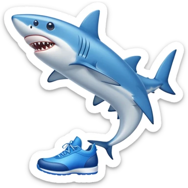 A blue shark with blue shoes sticker