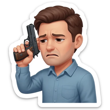 an emoji holding a gun to its head sticker