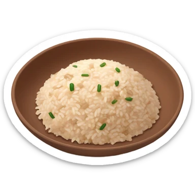 whitish pure fried rice with a mix of brown rice on a terra cotta plate sticker