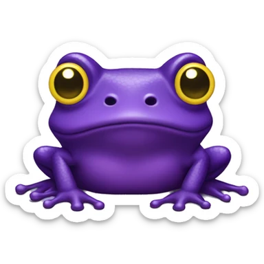 purple frog with yellow heart eyes sticker
