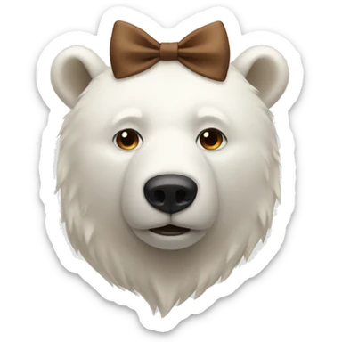 White bear with brown bow on head sticker