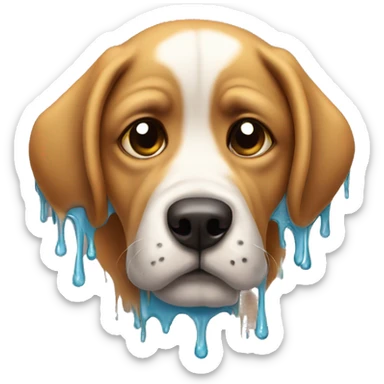 Sad dog wearing drip sticker