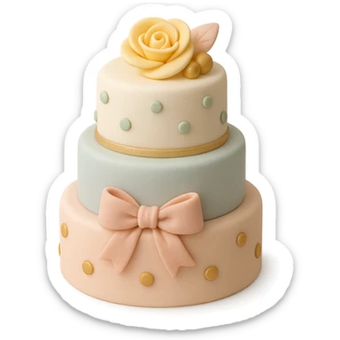 tiered fondant cake with gold accents sticker