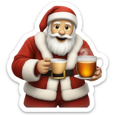 Santa claus with tea sticker
