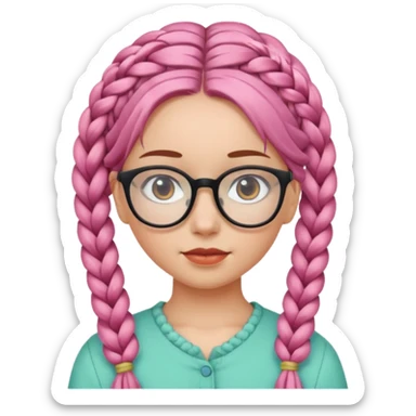 colored braided hair girl with glasses sticker