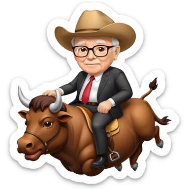 Warren Buffet riding bull sticker