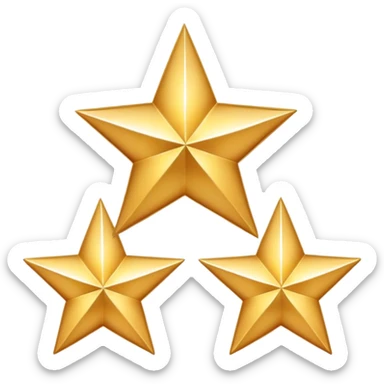 3 golden stars, one big in the center and two smaller on the sides, with a subtle gradient sticker