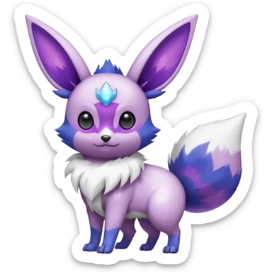 Shiny White with Violet and Indigo markings and nebula markings Eevee-Minccino-Zangoose-Digimon-Pokémon-Fakémon-fusion-hybrid-creature sticker