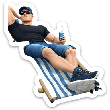 muscular guy in denim outdoors sticker