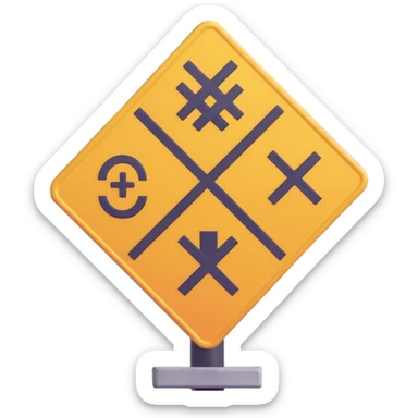 railway crossing sign, 3D emoji style, realistic shading, no text sticker