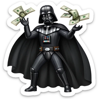Darth Vader farting while money spreading using the force  sticker