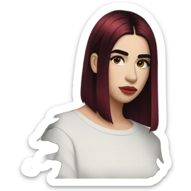 Dua Lipa with dark red hair sticker