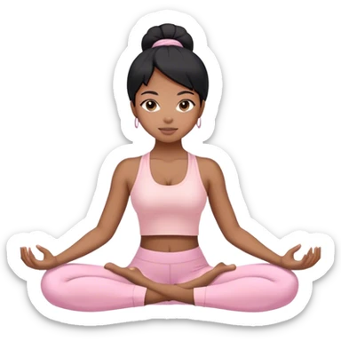 black girl yoga girl light pink clothes straight hair sticker