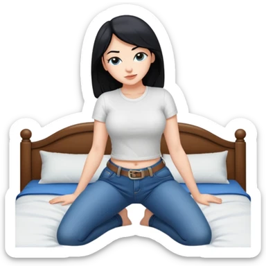 White girl with black hair and really huge tits and really huge ass bent over on bed  sticker