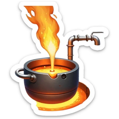 The crucible pours out metal, factory. sticker