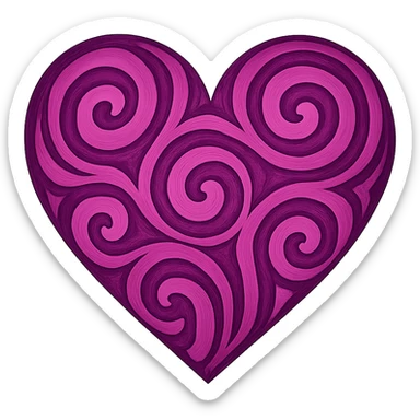 heart with a swirling magenta pattern, digital illustration, no background sticker