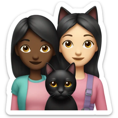 Black cat with girl  sticker