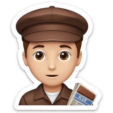 chocolate brown y2k newspaper boy cap sticker