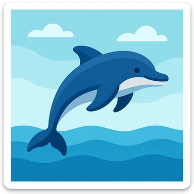 Flat design style dolphin in the water sticker