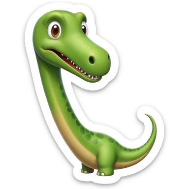 diplodocus emoji with long neck resembling a phallic shape, humorous facial expression sticker