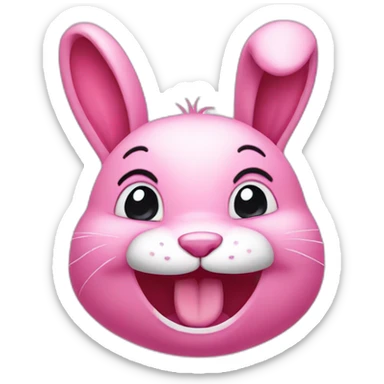 Pink rabbit winking sticker