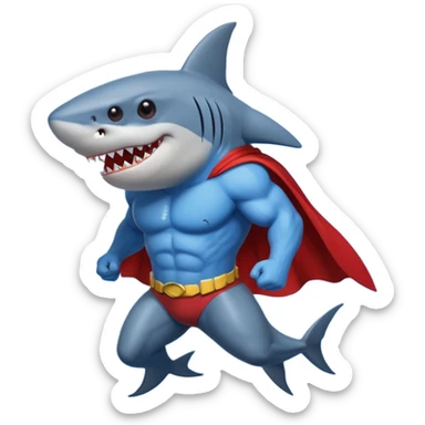 superhero shark in a tank sticker