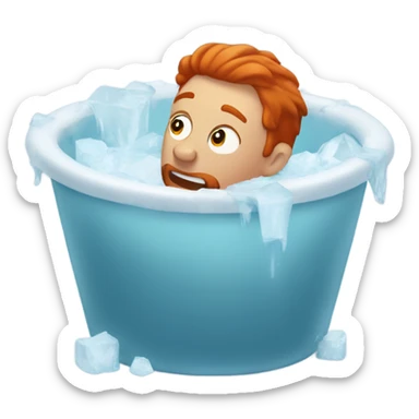 Redhead man sitting in an ice bath  sticker