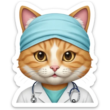 doctor cat, surgical mask sticker