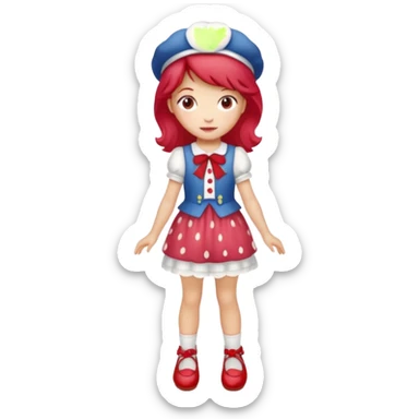pretty and cute realistic strawberry shortcake full body with red shoes standing sticker
