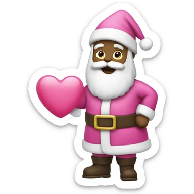 Santa with a pink heart in hand sticker