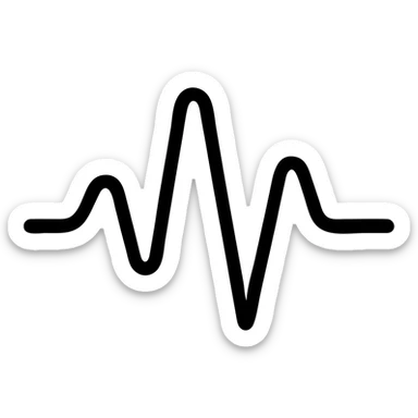 black outlined icon of a waveform, representing audio sticker