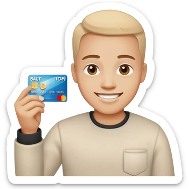 Happy Emoji with Credit Card in Hand and Salt  sticker