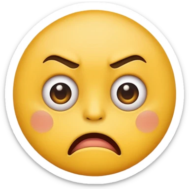 W shaped mouth but annoyed eyes on classic yellow circle emoji sticker