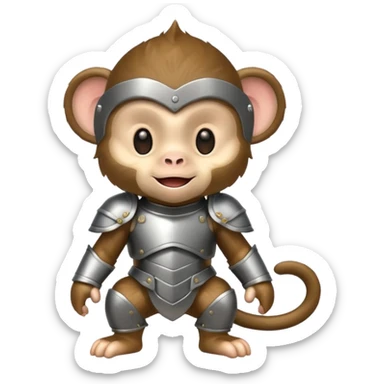 baby monkey in armor, full body, smile sticker
