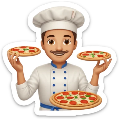 smiling Italian chef spinning pizza dough sticker