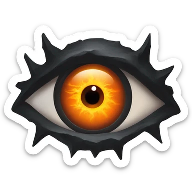 Eye of Sauron with glowing orange iris, set in a dark tower of Mordor sticker