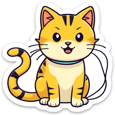 Golden cat biting wires ￼ sticker