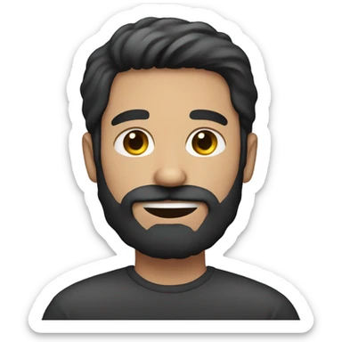 Dark hair bearded man with cat sticker