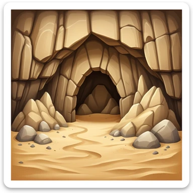 generate realistic detailed cave in 3d style with sand  sticker