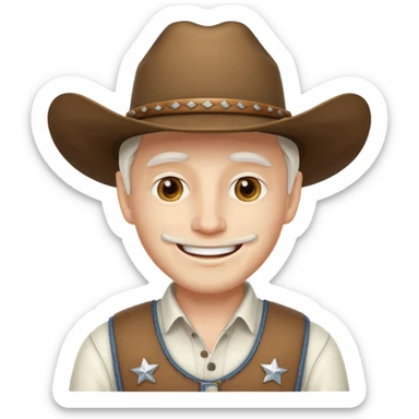 happy cowboy man with white skin and a white hat sticker