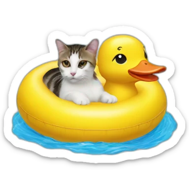 A cat in an inflatable duckling circle sticker