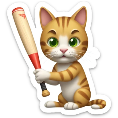 Cat playing cricet  sticker