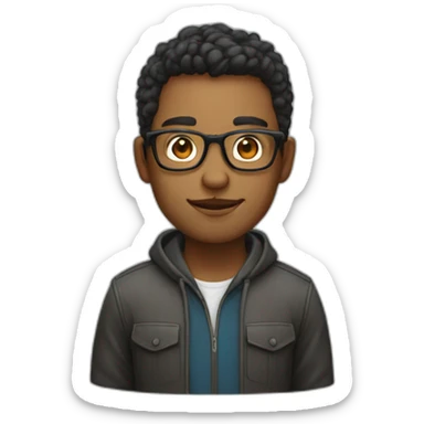 a 29 years old developer wearing glasses sticker