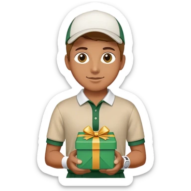 Golf player with gift sticker