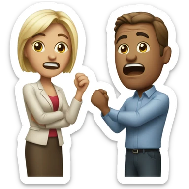 one women and man arguing sticker
