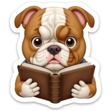 bulldog holding a guidebook sticker